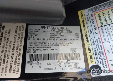 2008 Lincoln Navigator from USA, damaged, VIN 5LMFU28598LJ22420